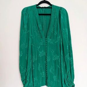 Rat & Boa Isabella Mini Dress Green V-Neck Balloon Sleeve Size XXS / 4 au / 0 us